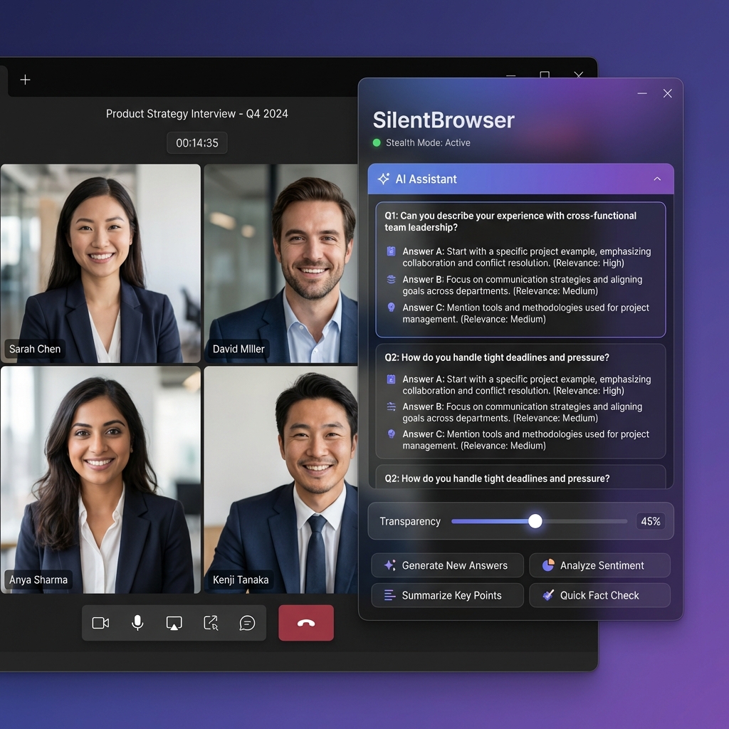 SilentBrowser Interface - Stealth browser features